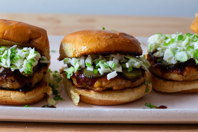 Chicken meatball sliders that have been crushed